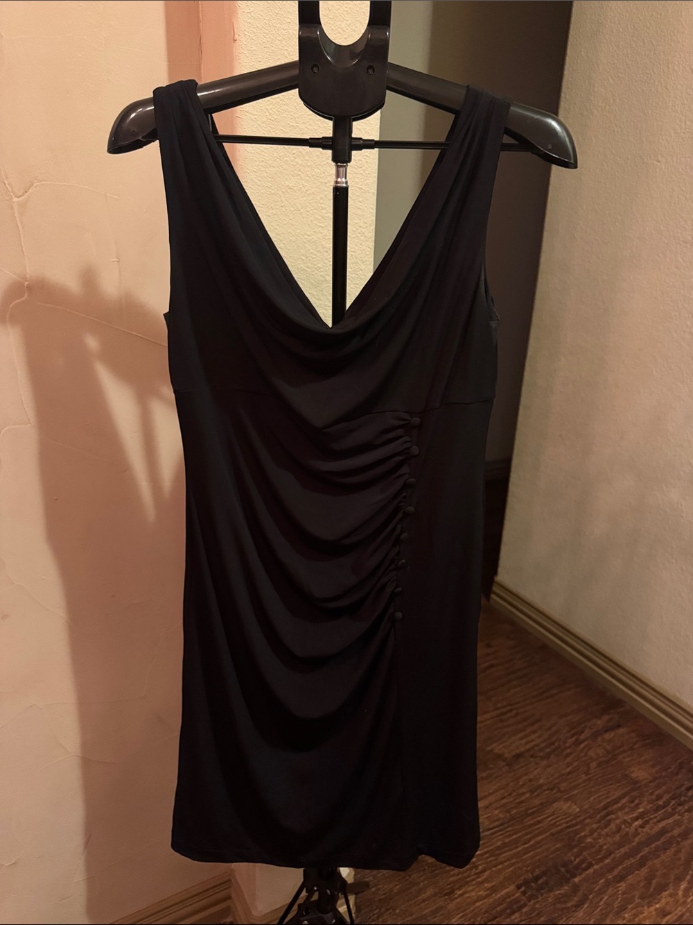 White House Black Market Black Sleeveless Draped Midi Dress